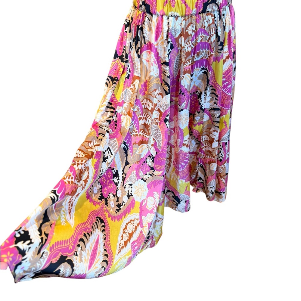 Anthropologie Skirt Midi Maxi Flowy Floral Print Sleek Dusty Pink Black Small - Picture 4 of 8